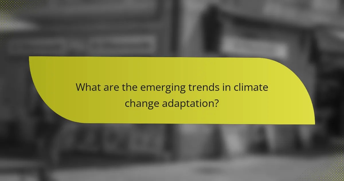 What are the emerging trends in climate change adaptation?