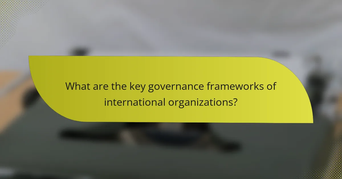 What are the key governance frameworks of international organizations?